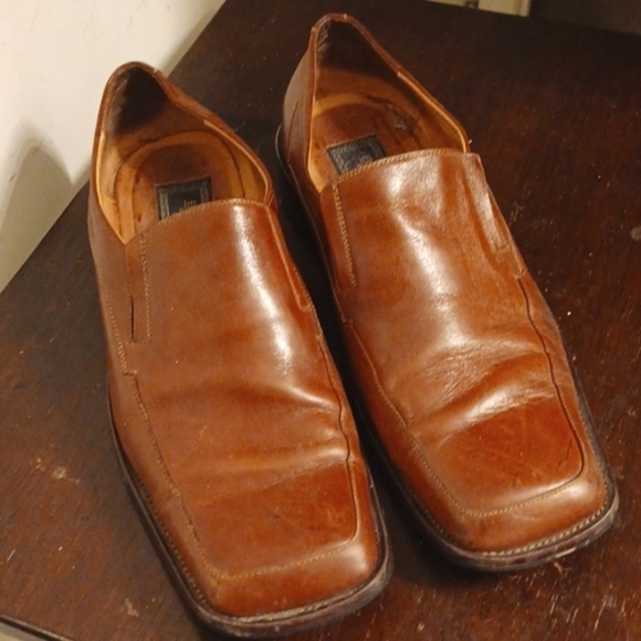 BORGESI Beverly Hills Collection Brown Leather Square Toe Dress Shoes, 9 - Picture 5 of 9